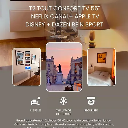 T2 Confort Tv 55' Avec Canal Series Netflix Dazen Bein Sport Apple Tv Ocs Paramount Prime Video *